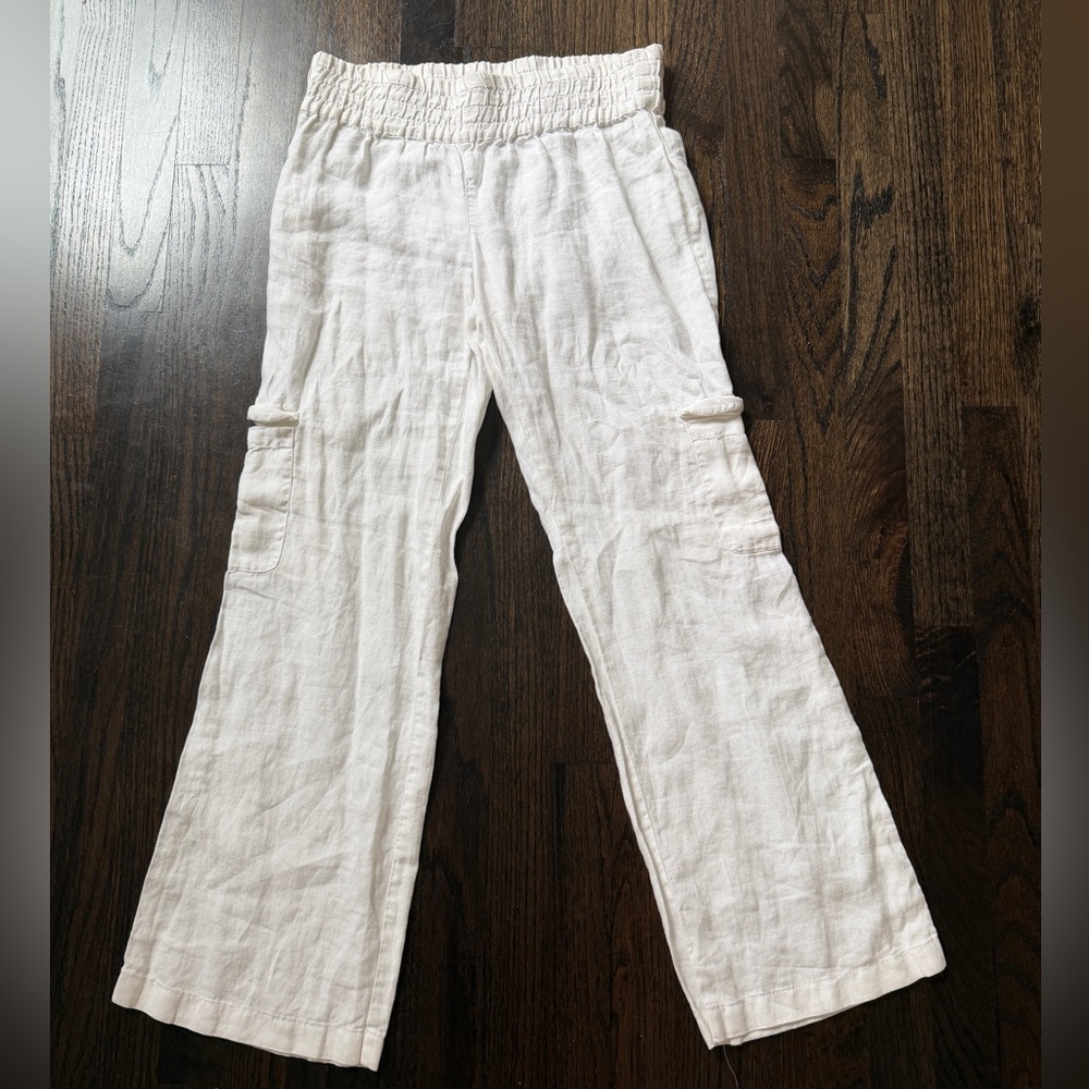 LONDONJEAN Womens White Linen Pants
